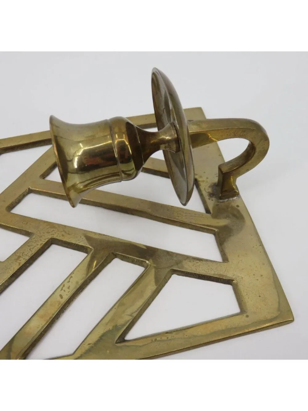 VTG Brass Metal Wall Sconce Candle Candlestick Holder Retro Geometric Hanging
